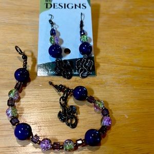 Beautiful dragon bracelet and earring set